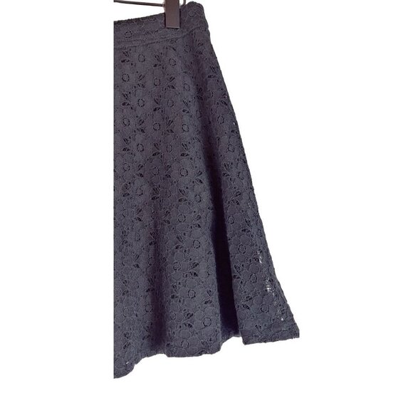 L'Amour Black Skater Mini Skirt Floral Eyelet Lace Shell Sexy Size L All Seasons - Picture 3 of 7